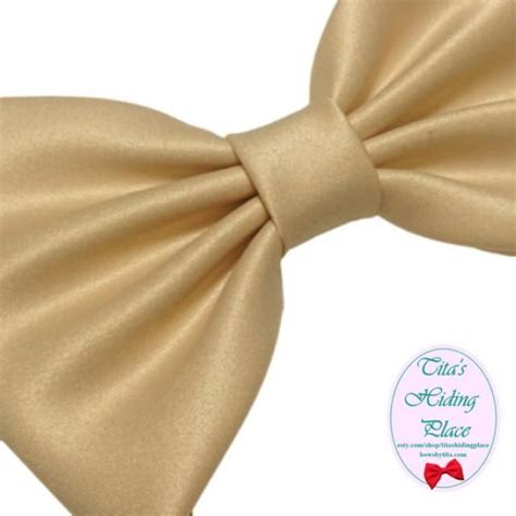 Champagne Satin Fabric Hair Bow Girls Hairbow Extra Large Hair Bow