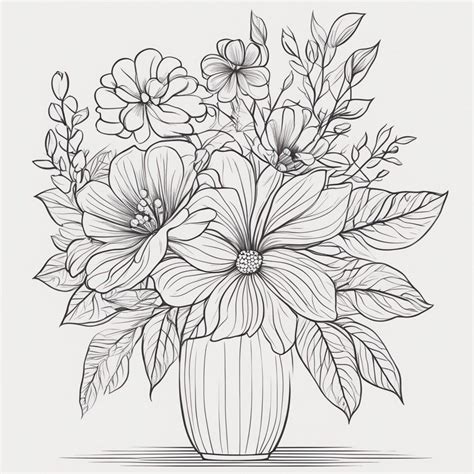 Flower Bouquet Colouring Page One Design Only Etsy