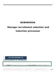 BSBHRM506 Practical Student Instruction V2 0 ROLEPLAY Docx BSBHRM506