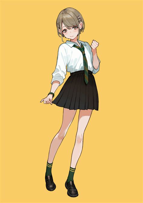 Safebooru 1girl Bangs Black Footwear Black Skirt Blush Brown Eyes