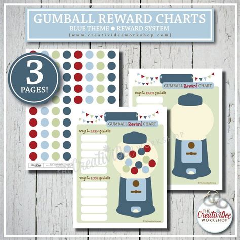 Printable Reward Chart Blue Gumball Reward System For Boys Etsy Canada