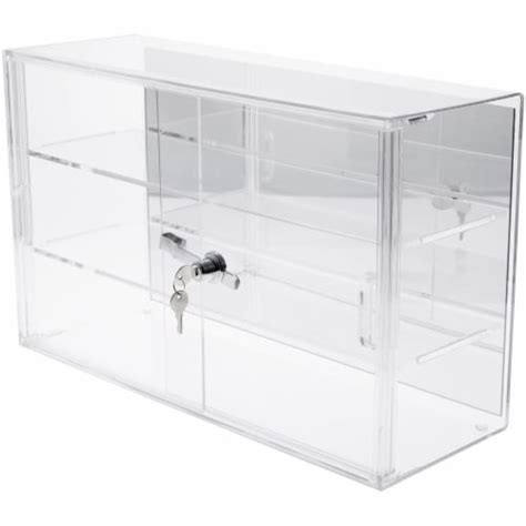 Plymor Clear Acrylic Locking Display Case Mirrored 2 Shelves 13 H X 21 W X 7 5 D 1 Ct