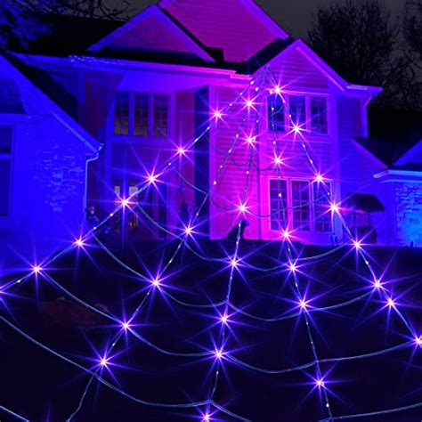 EAMBRITE Halloween Decorations Outdoor Giant Spider Web With 135 LED