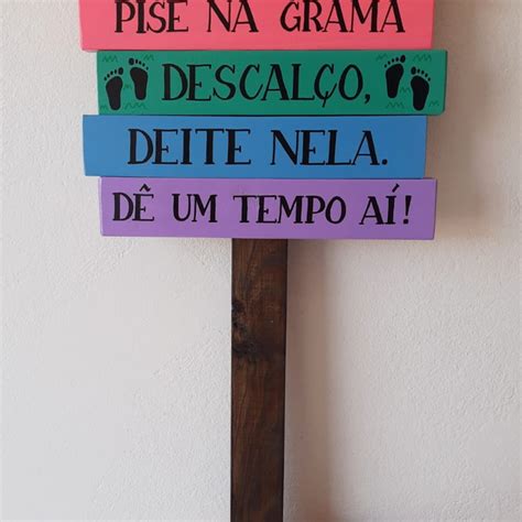 Placa para Jardim Pise na Grama Descalço Deite Nela Elo7