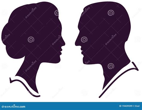 Man And Woman Face Profile Stock Vector Illustration Of Beautiful 19439599