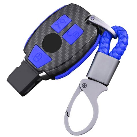 Blue Carbon Fiber Pattern Silicone Keyless Remote Key Fob Flip Key