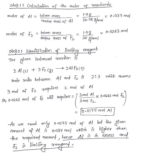 Solved For The Reaction Shown Find The Limiting Reactant For Each Of