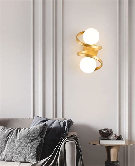 Hdc Gold Frosted Glass Ball Wall Light Metal Gold Warm White