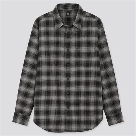 Uniqlo Men Flannel Oversized Fit Checked Shirt Open Collar Stylehint