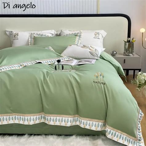 Luxury 1200tc Egyptian Cotton Embroidery Bedding Set Soft Easyy 4pcs King Queen Size Duvet Cover