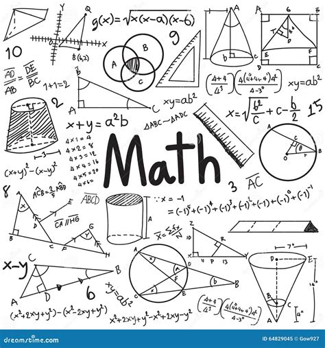 Math Theory And Mathematical Formula Equation Doodle Handwriting Stock