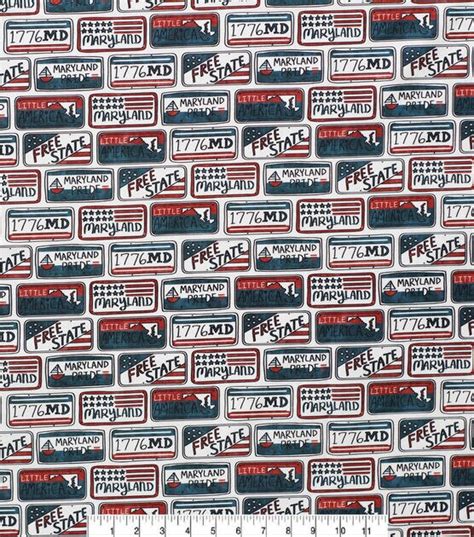 Maryland License Plate State Pride Cotton Fabric Joann