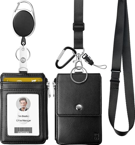 ELV Badge Holder ID Badge Card Holder Wallet With 5 Card Slots 1 RFID