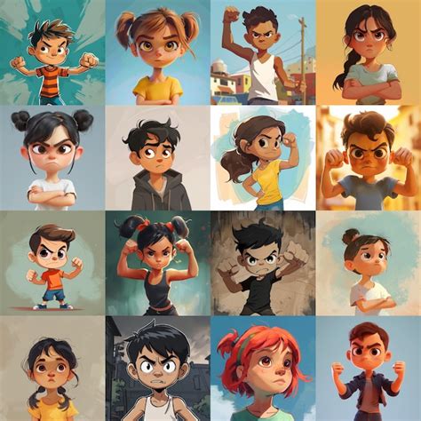 Premium Photo A Collection Of Stylized Character Portraits