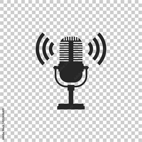 Microphone icon isolated on transparent background. On air radio mic ...