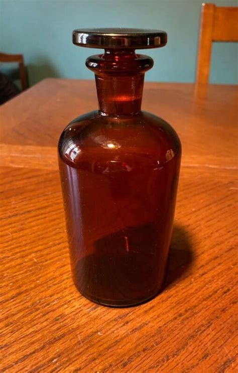 Vintage Amber Glass Apothecary Medicine Bottle With Stopper Twc Co 65 In Tall Antique Price