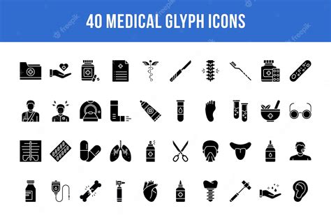 Premium Vector 40 Medical Glyph Icons