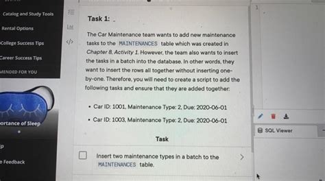 Solved Task 1 The Car Maintenance Team Wants To Add New Chegg