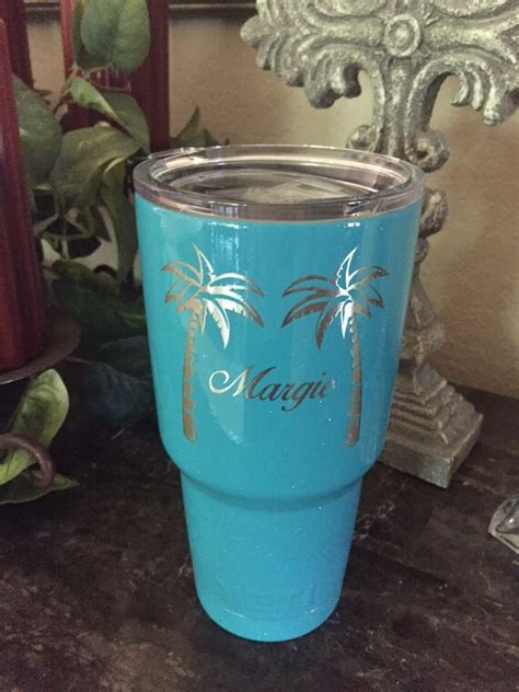 Custom Powder Coated Yeti Rtic Cups Yeti Palm Tree Yeti