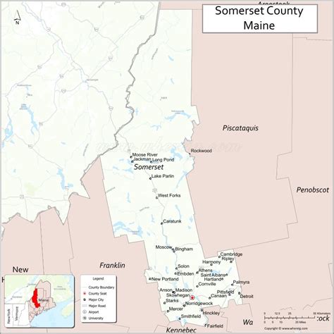 Map Of Somerset County Maine Showing Cities Highways Important