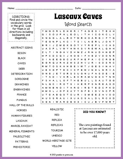 Lascaux Caves Word Search