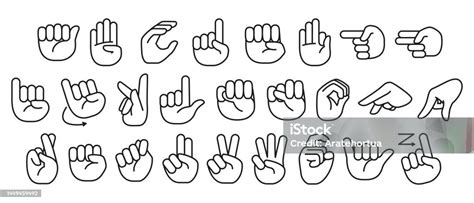 Vector Set Hands Set Sign Language Alphabet Stock Illustration