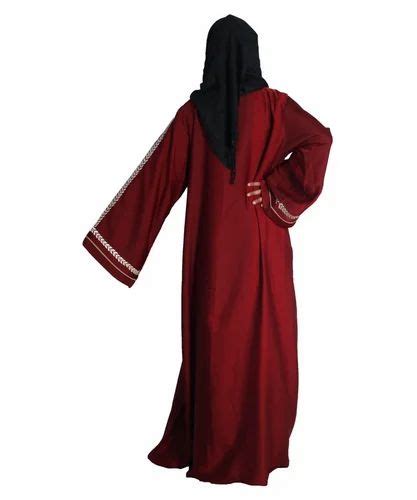 Embroidery Women Party Wear Maroon Nida Islamic Abaya Size Free Size