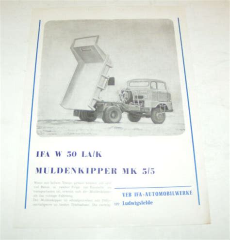 Prospekt Brosch Re Ddr Lkw Ifa W La K Muldenkipper Mk