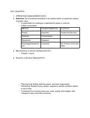 Bus Midterm Review Pdf Key Concepts Operations Management