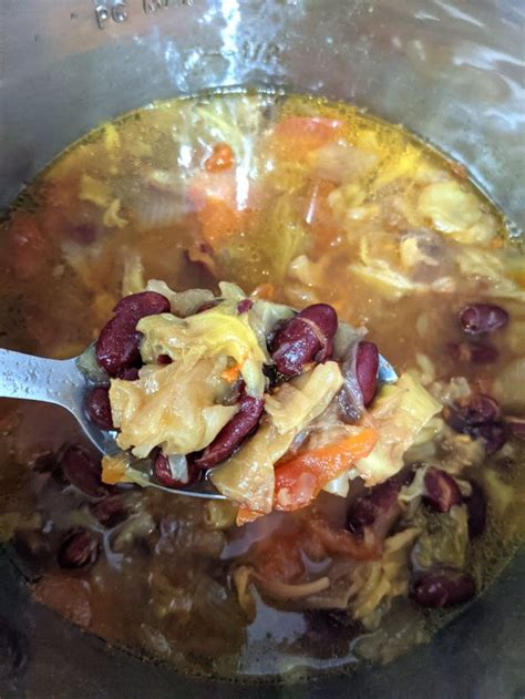 Dark Red Kidney Beans Cabbage Soup In Instant Pot