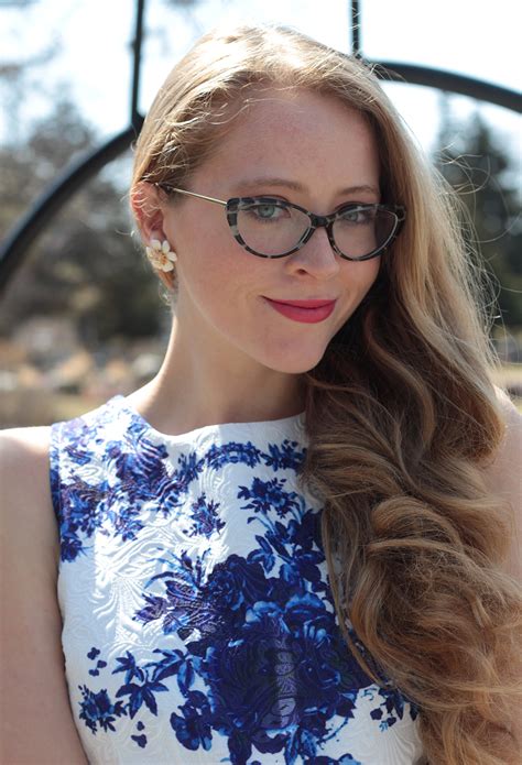 Mad Men Style: YSL cat-eye glasses & blue floral dress