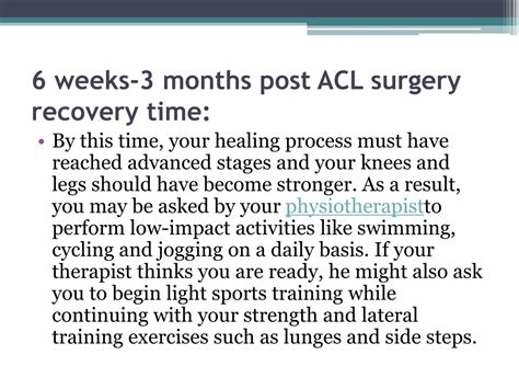 PPT Timeline Recovery Tips On ACL Surgery HCAH IN PowerPoint