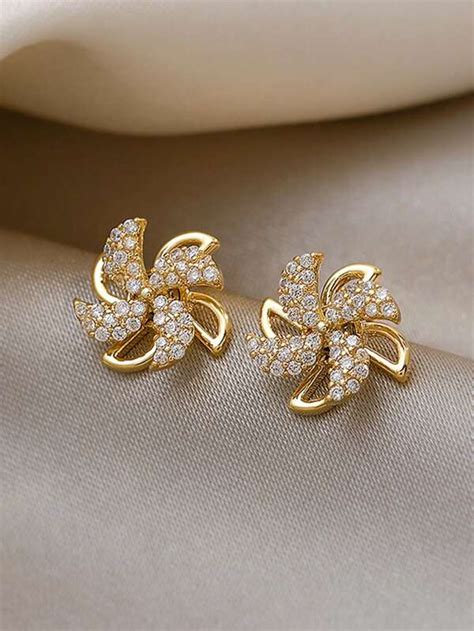 Rhinestone Decor Stud Earrings Shein Usa