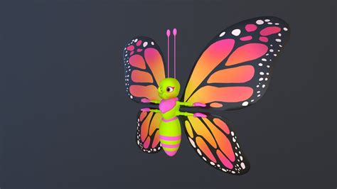 D Model Asset Cartoons Character Butterfly Rig Hight Poly Vr