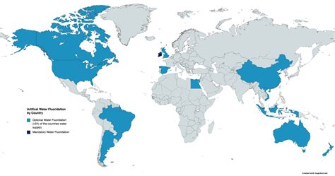 Artificial Water Fluoridation by Country - Maps on the Web