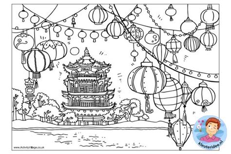 Kleurplaat Chinese Pagode Colorpage Chinese Pagode Kleuterideenl