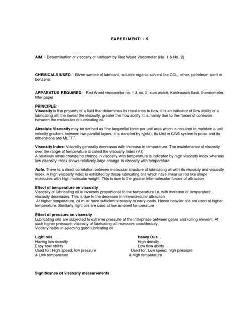 Viscosity Experiment | PDF | Viscosity | Petroleum
