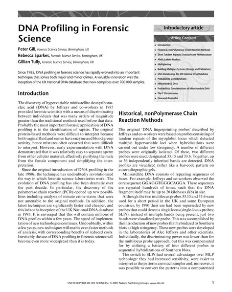 Pdf Dna Profiling In Forensic Science