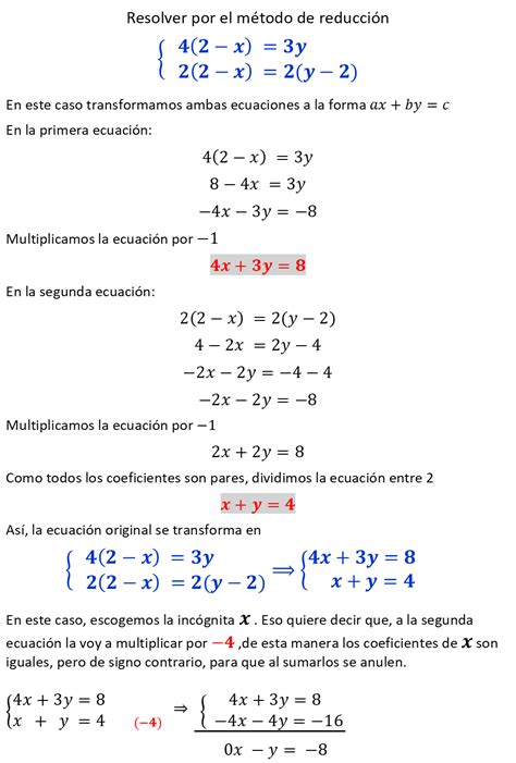 Los Métodos De Reducción Igualación Y Sustitución En La Resolución De