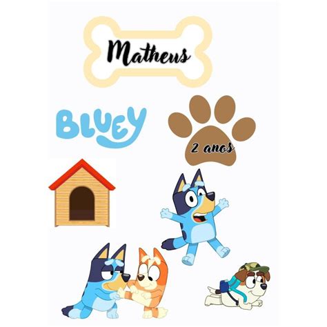 Topo De Bolo Personalizado Bluey Shopee Brasil