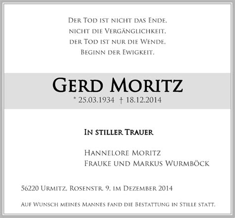 Traueranzeigen Von Gerd Moritz Rz Trauer De