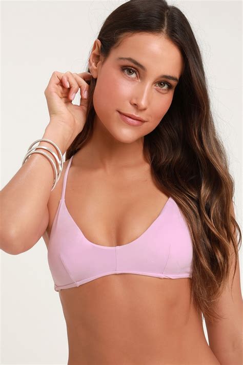 RVCA Solid Crossback Lavender Bikini Top Bikini Top Lulus