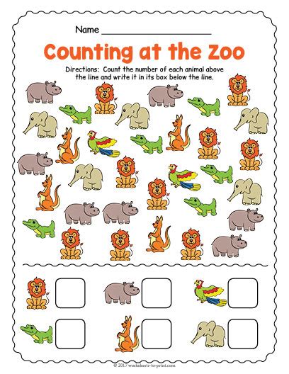 zoo counting worksheet