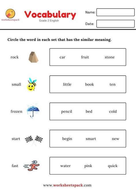 Synonyms Words Worksheet Grade 2 English Worksheetspack Worksheets Library