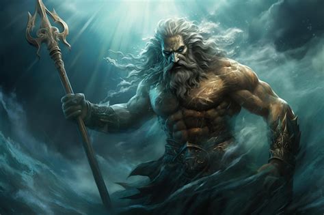 Premium Photo Powerful Poseidon Greek God Generate Ai