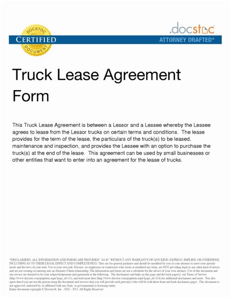 24 Elegant Photo Of Truck Lease Agreement Template