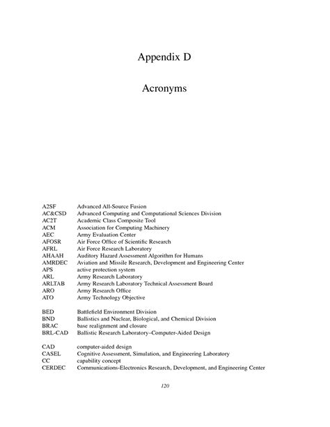 Appendix D Acronyms Assessment Of The Army Research