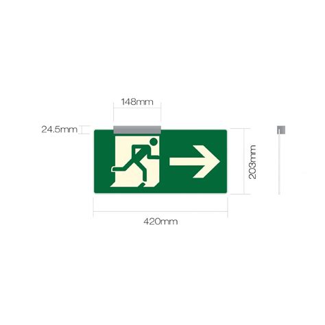 Photoluminescent Fire Exit Sign Ceiling Or Wall Mounted Xblock Bs