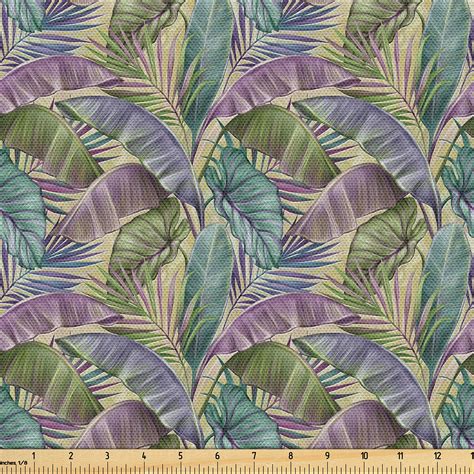 Ambesonne Floral Fabric By The Yard Jungle Leafy Pattern Print Yard