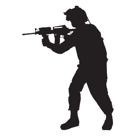 Soldier Pointing Rifle Silhouette PNG & SVG Design For T-Shirts